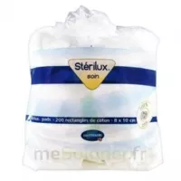 Sterilux Pads Rectangle Coton Hygiène Corporelle 8x10cm B/200 à LE-TOUVET