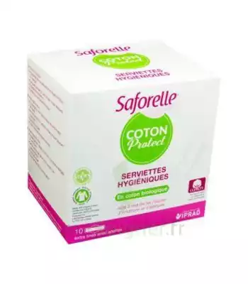 Saforelle Coton Protect Serviette Jetable Avec Ailette B/10 à LE-TOUVET